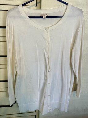 Merona White Button-Up Knit Cardigan